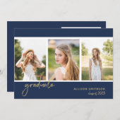 Simple Foto Navy Blue Graduation Party Einladung (Vorne/Hinten)