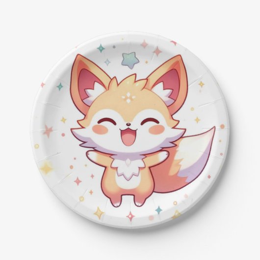Simple Fox Baby Dusche Pappteller (Vorderseite)
