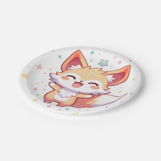 Simple Fox Baby Dusche Pappteller (Schrägansicht)