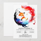 Simple Fox Birthday Adventure Einladung (Vorne/Hinten)
