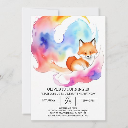Simple Fox Party Geburtstag Einladung (Vorderseite)