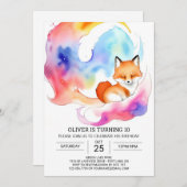 Simple Fox Party Geburtstag Einladung (Vorne/Hinten)