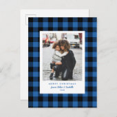 Simple Frame Blue Buffalo Kariertes Foto Postkarte (Vorne/Hinten)