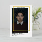 Simple Frame Modern Grad Gold Foto Abschluss Folieneinladung (Stehend vorne)