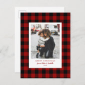 Simple Frame Red Buffalo Kariertes Foto Postkarte (Vorne/Hinten)