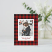 Simple Frame Red Buffalo Kariertes Foto Postkarte (Stehend Vorderseite)