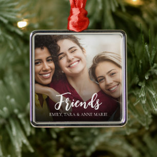 Simple Friends Foto Calligraphy Custom Ornament Aus Metall