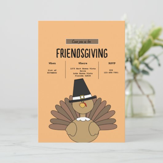 Simple Friendsgiving Einladung (Stehend Vorderseite)