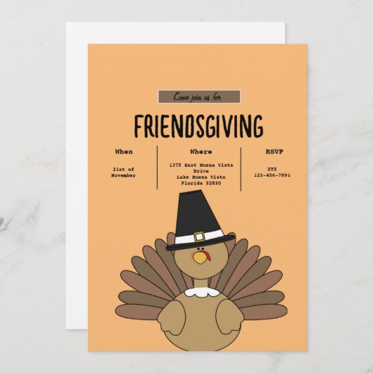 Simple Friendsgiving Einladung (Vorne/Hinten)