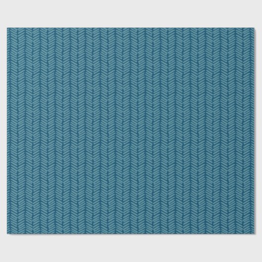 Simple Fun Dark Aquamarin Blue Zigzag Kunstmuster Geschenkpapier (Flach)