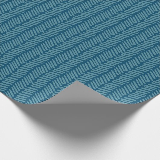 Simple Fun Dark Aquamarin Blue Zigzag Kunstmuster Geschenkpapier (Ecke)