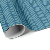 Simple Fun Dark Aquamarin Blue Zigzag Kunstmuster Geschenkpapier (Rolleneckpunkt)