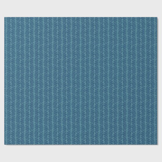 Simple Fun Dark Aquamarin Blue Zigzag Kunstmuster Geschenkpapier (Flach)