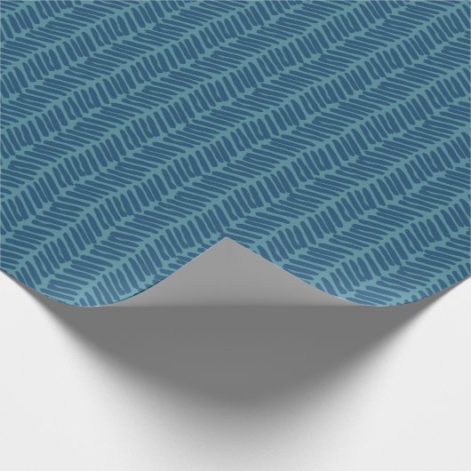 Simple Fun Dark Aquamarin Blue Zigzag Kunstmuster Geschenkpapier (Ecke)