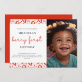 Simple Fun Foto Berry Erster Geburtstag Einladung (Vorne/Hinten)