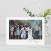 Simple Fun Script Schriftart Guest Foto Wedding Dankeskarte (Stehend Vorderseite)