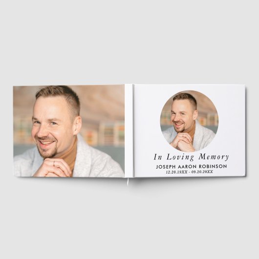 Simple Funeral 2 Photo Modern Memorial Keepsake Gästebuch (Voll)