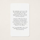 Simple Funeral In Memory Photo Prayer Card (Rückseite)