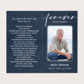 Simple Funeral Memorial Denim Prayer Photo Card Visitenkarten (Außenseite Aufgefaltet)