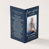 Simple Funeral Memorial Denim Prayer Photo Card Visitenkarten (Vorderseite)