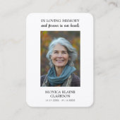 Simple Funeral Memorial Photo Prayer Card Visitenkarte (Vorderseite)