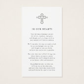 Simple Funeral Memorial Prayer Photo Card (Rückseite)