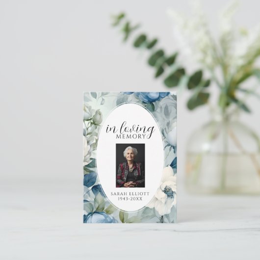 Simple Funeral Memorial Prayer Photo Card Visitenkarte (Stehend Vorderseite)