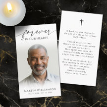 Simple Funeral Photo Cross Memorial Prayer Card