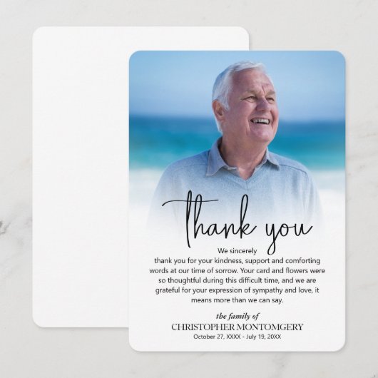 Simple Funeral Photo Dankeskarte (Vorne/Hinten)