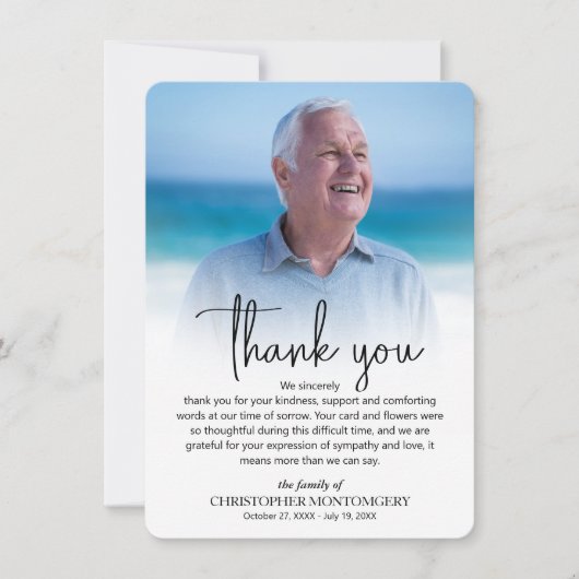 Simple Funeral Photo Dankeskarte (Vorderseite)