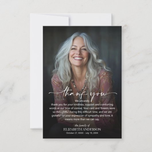 Simple Funeral Photo Dankeskarte (Vorderseite)