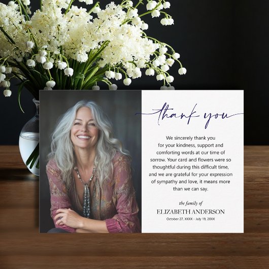 Simple Funeral Photo Dankeskarte