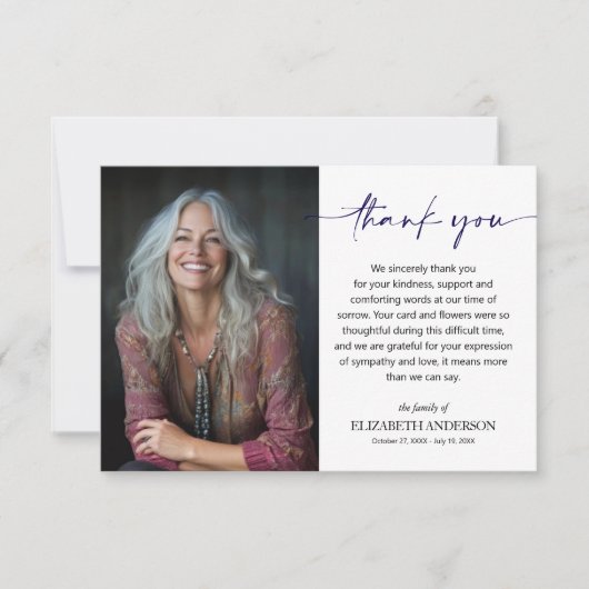 Simple Funeral Photo Dankeskarte (Vorderseite)