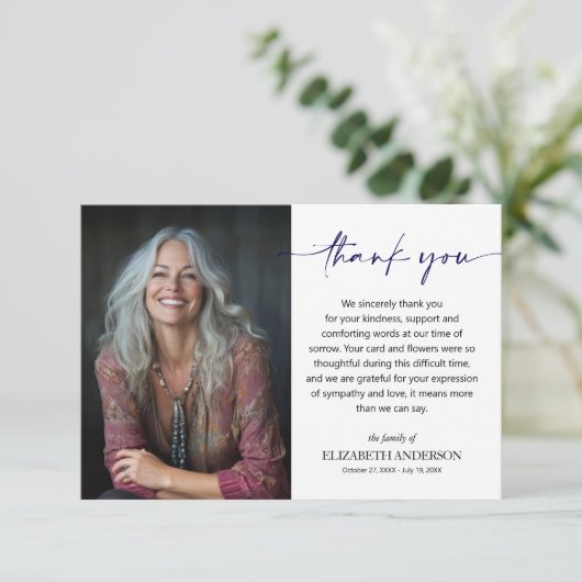 Simple Funeral Photo Dankeskarte (Stehend Vorderseite)