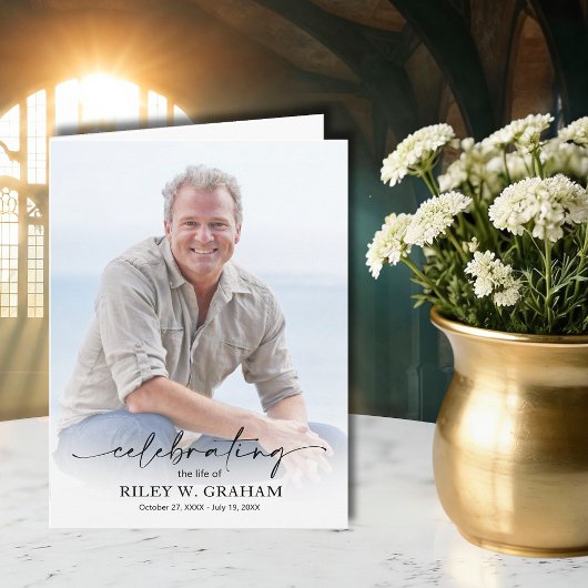 Simple Funeral Photo Folded Dankeskarte