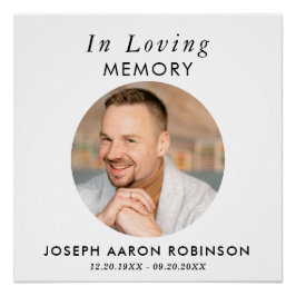 Simple Funeral Photo Modern Memorial Keepsake Poster