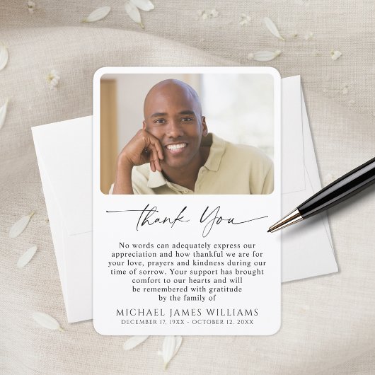 Simple Funeral Photo Sympathy Dankeskarte