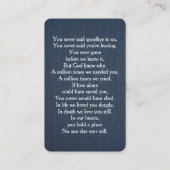 Simple Funeral Photo Sympathy Memorial Prayer Card Visitenkarte (Rückseite)
