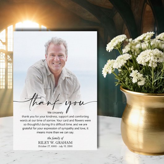 Simple Funeral Photo Thank You Card Dankeskarte