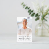 Simple Funeral Sympathy Memorial Photo Prayer Card Visitenkarte (Stehend Vorderseite)