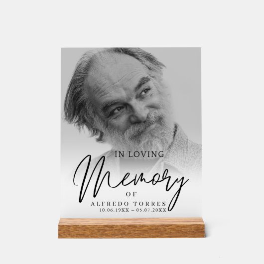 Simple Funeral Sympathy Photo Memorial Acrylschild (Vorderseite)