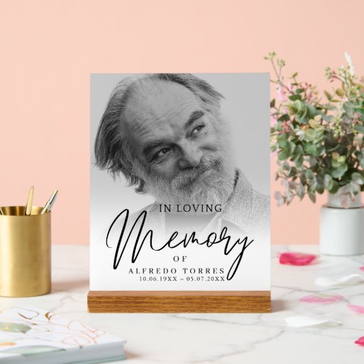 Simple Funeral Sympathy Photo Memorial Acrylschild (Hochzeit)