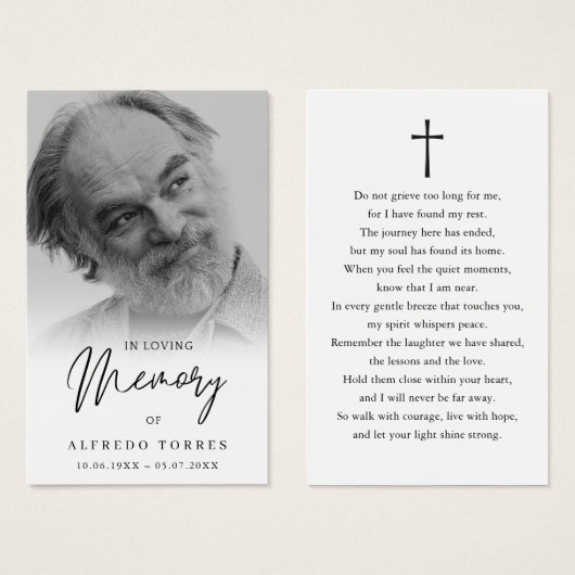 Simple Funeral Sympathy Photo Memorial Prayer Card (Vorne & Hinten)