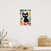 Simple Funny Cute Black Cat  Poster (Küche)