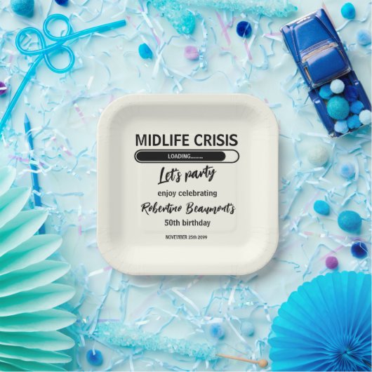 Simple Funny Midlife Crisis Loading 50th Birthday Pappteller (Party)