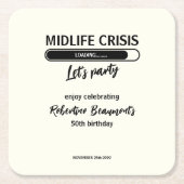 Simple Funny Midlife Crisis Loading 50th Birthday Rechteckiger Pappuntersetzer (Vorderseite)