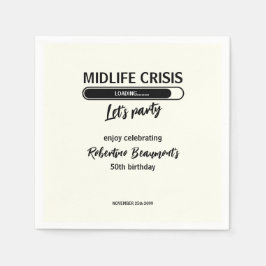 Simple Funny Midlife Crisis Loading 50th Birthday Serviette
