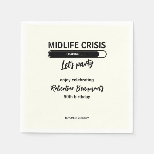 Simple Funny Midlife Crisis Loading 50th Birthday Serviette (Vorderseite)