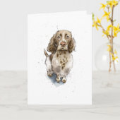 Simple Funny niedlich Springer Spaniel Hund Geburt Karte (Gelbe Blume)