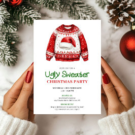 Simple Funny Ugly Sweater Christmas Party Einladung